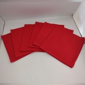 Bright Red Restaurant Quality Dinner Napkins, 19”x 19” Lot Of 6